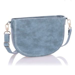 Half Moon Crossbody-Denim Distressed Pebble